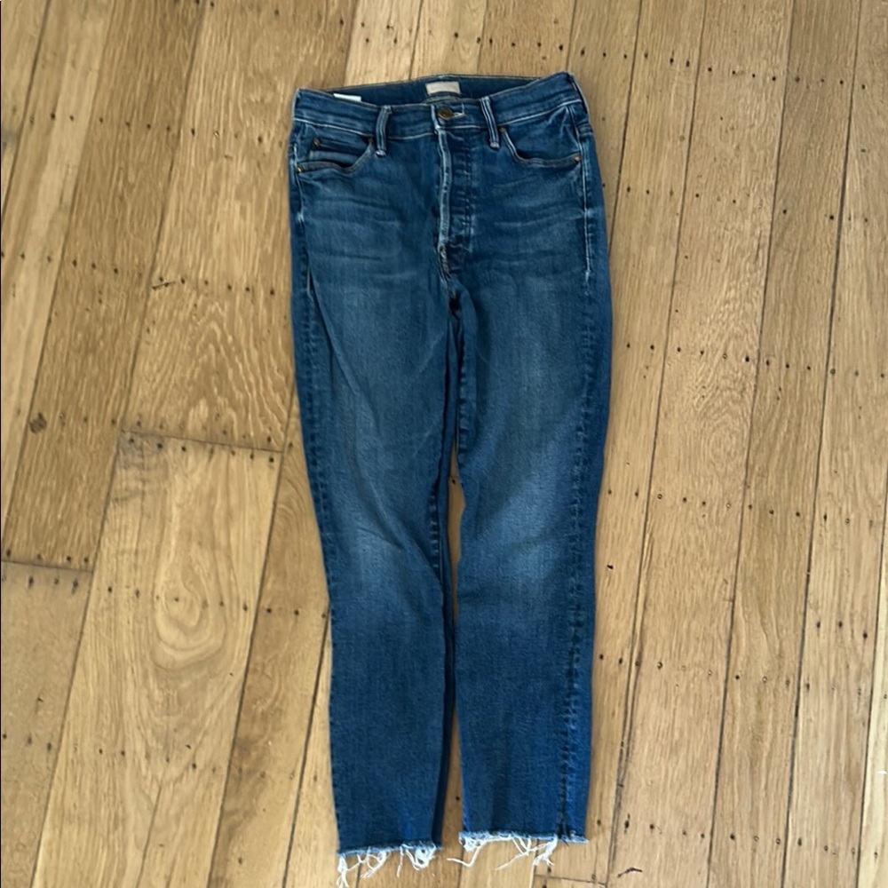 MOTHER Blue Relaxed Jeans with Subtle Fading
